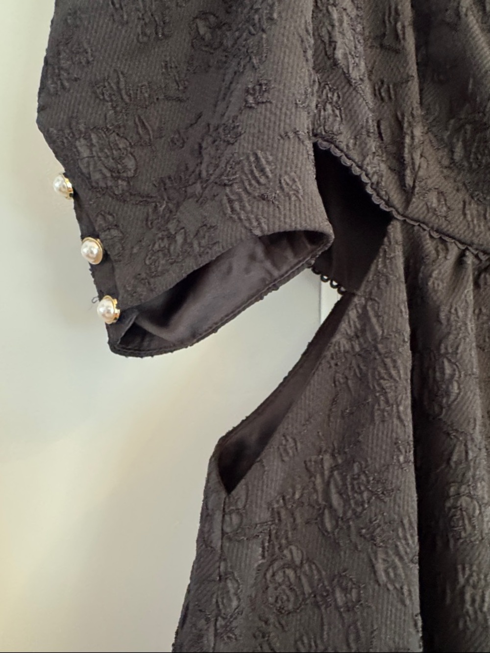 MAJORELLE Black Jacquard Puff Sleeve Dress NWT Small - Picture 2 of 5